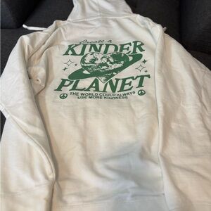 Kinder Planet Hoodie - White and Green